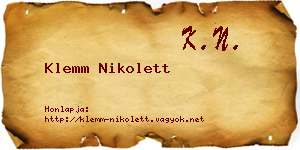 Klemm Nikolett névjegykártya